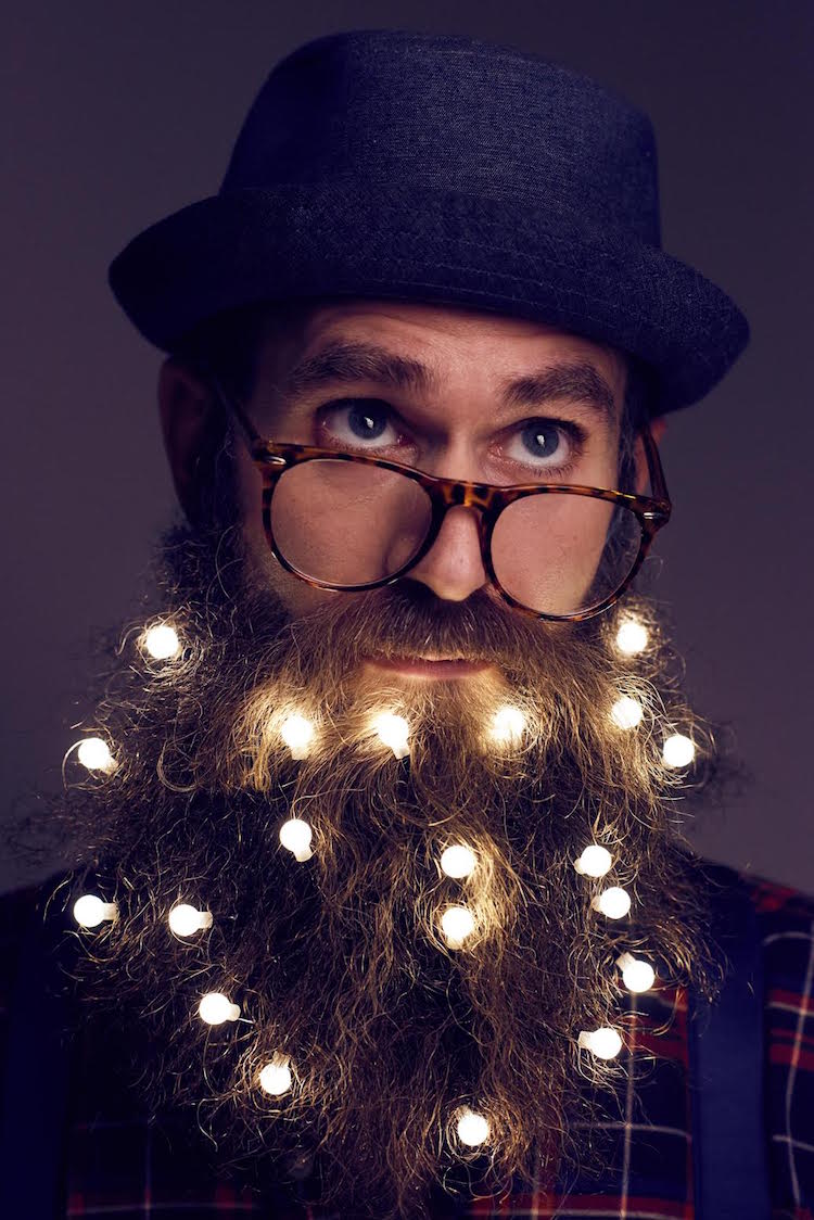 Festive holiday beard lights