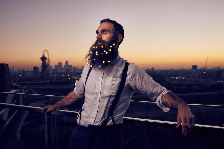 Festive holiday beard lights