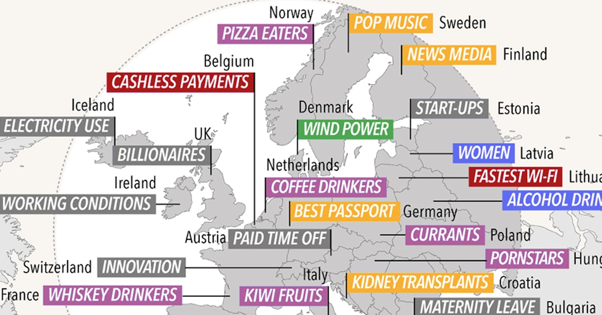 International Number Ones Map Reveals What Each Country Does Best
