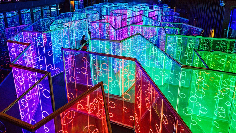 brute deluxe rainbow labyrinth light installation