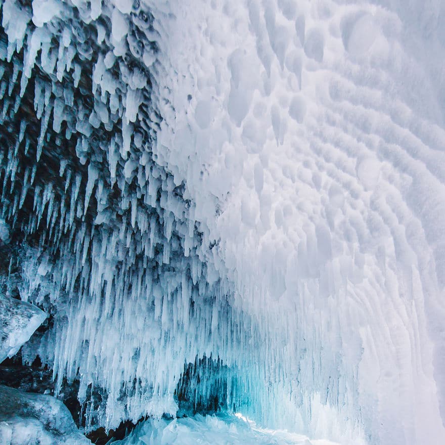 frozen lake baikal in siberia