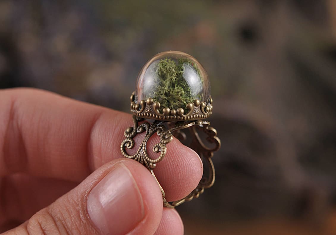 nature jewelry moss ring