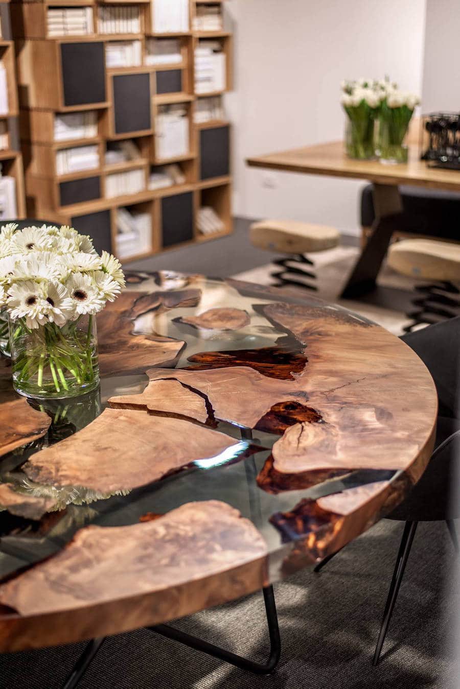 Sculptural Resin Table Made from 50,000-Year-Old Kauri Wood