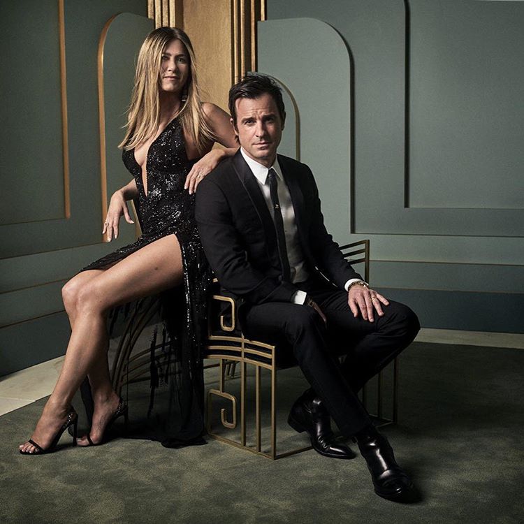 Jennifer Aniston and Justin Theroux at the 2017 Vanity Fair Oscar Party Portraits