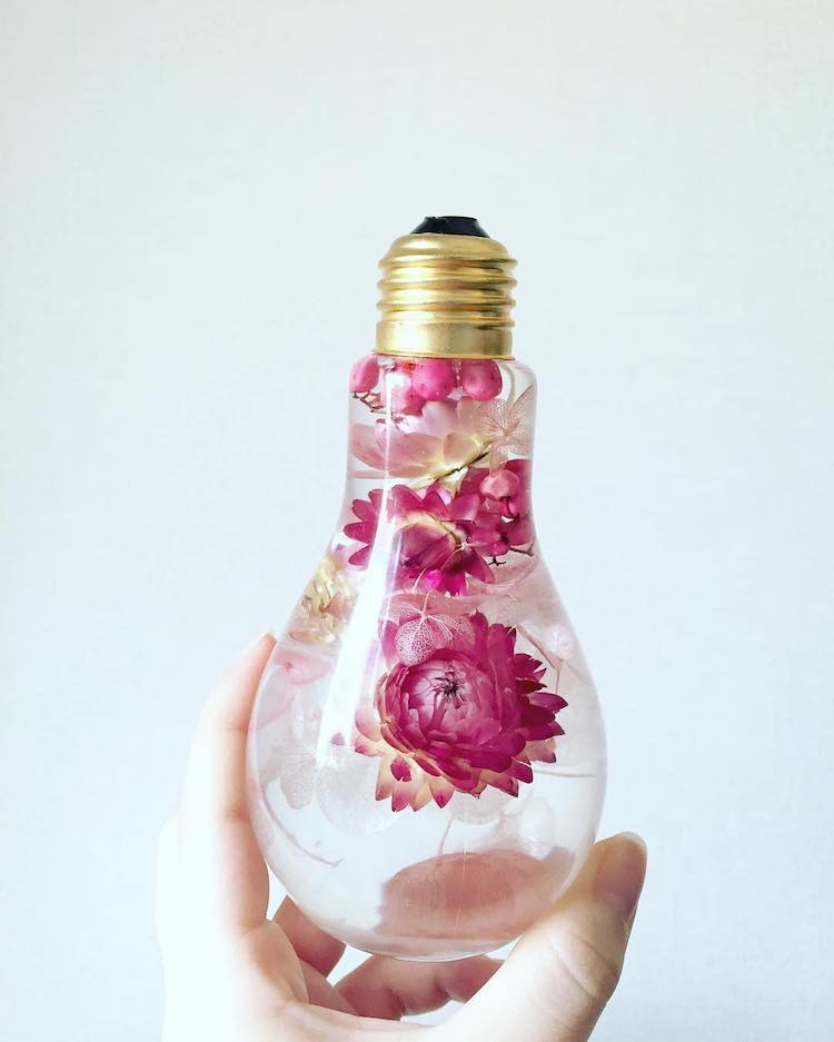 Striking Flower Light Bulb Vase Suspends Delicate Blooms Like Jewels
