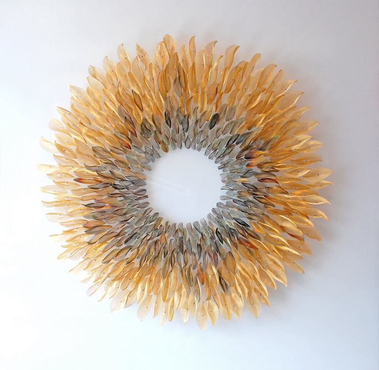 woven metal sculptures michelle mckinney nature art leaves