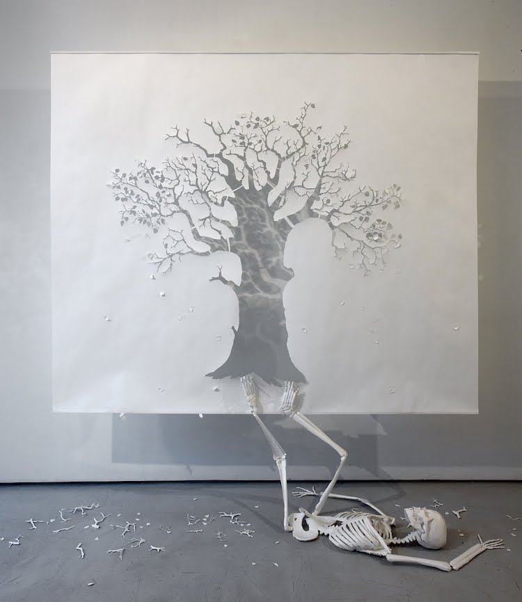 Fall paper art installation by Peter Callesen