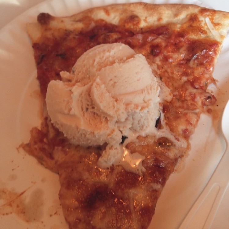 Culinary Collaboration Tops Pizza Flavored Ice Cream on a Slice of Pizza