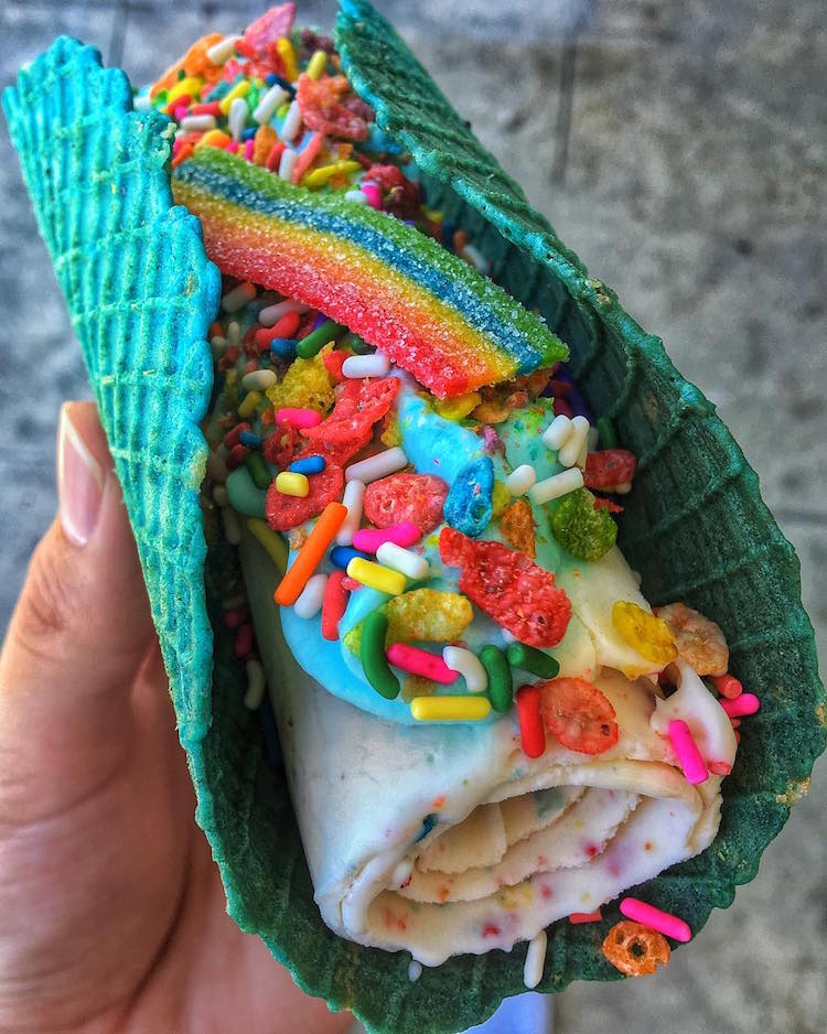 Rainbow Ice Cream Taco Rolled Ice Cream Sweet Cup