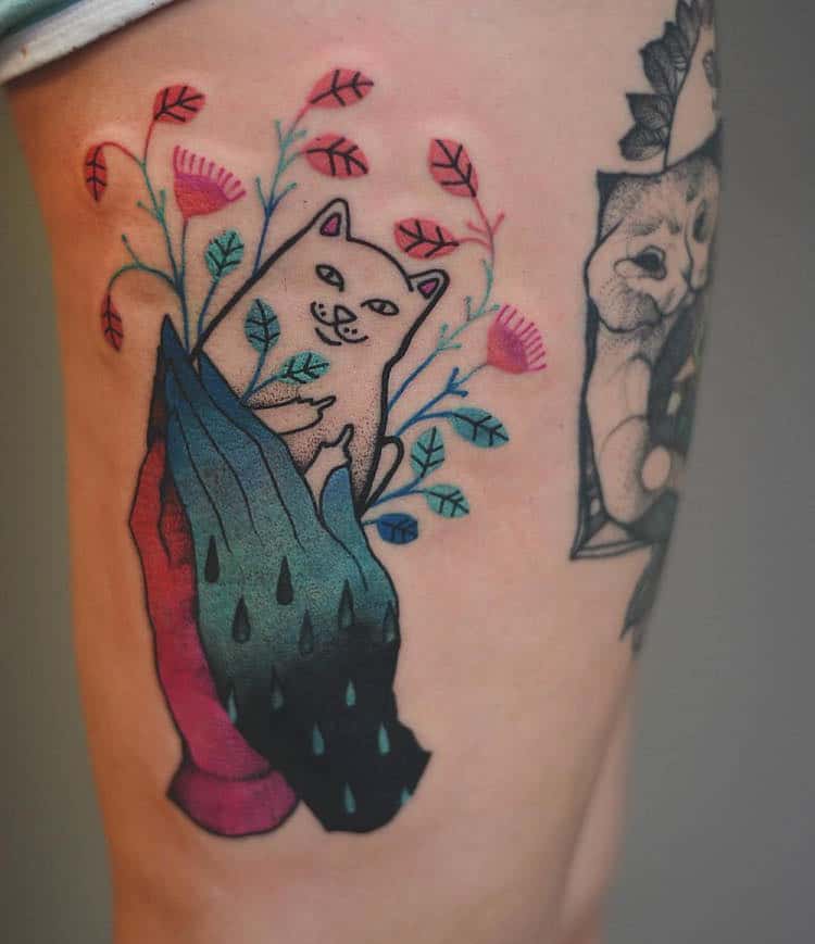 Animal Tattoos Add Bright Pops of Color to Sketch-like Tattoo Animals