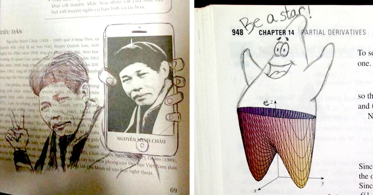 20+ Funny Textbook Doodles That Are So Clever, Teachers Won't Be Mad