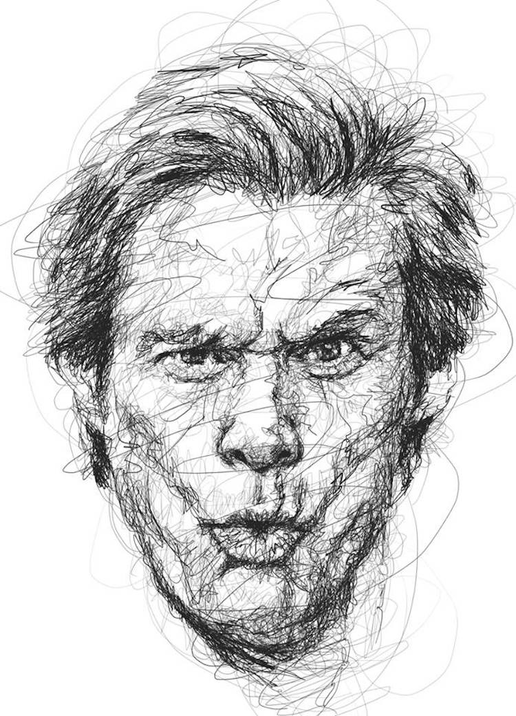 ScribbleStyle Portraits of Funny Jim Carrey Faces