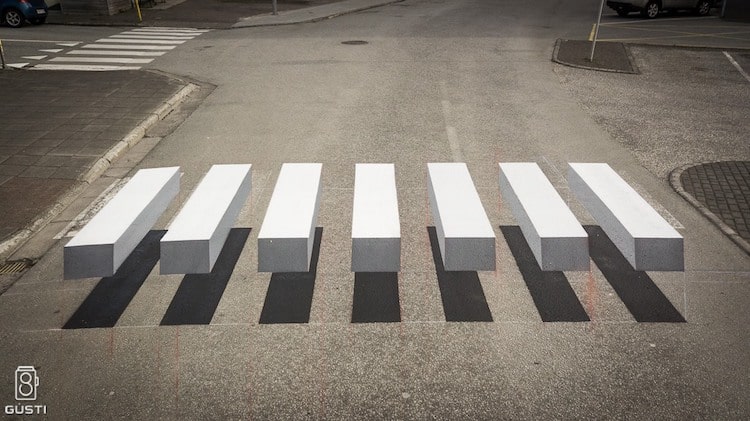 3d crosswalk in iceland creates an optical illusion
