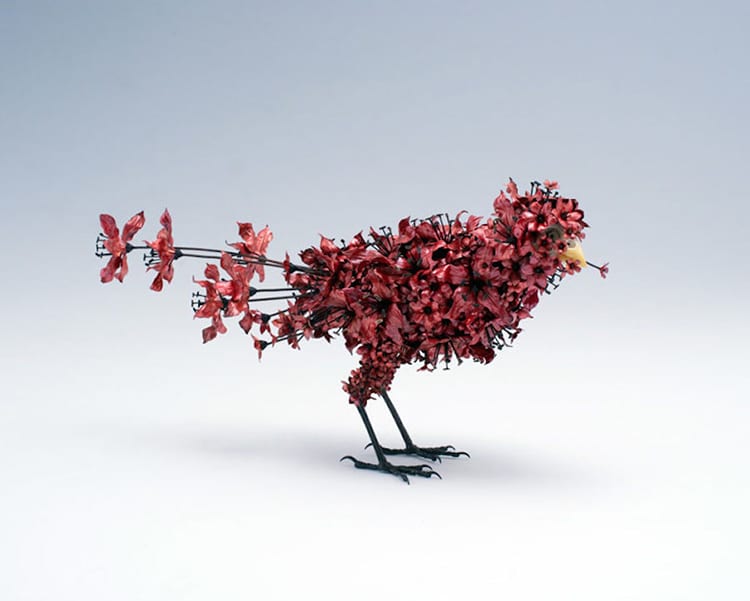 Japanese Artist Creates Animal Sculptures Made From Metallic Flowers