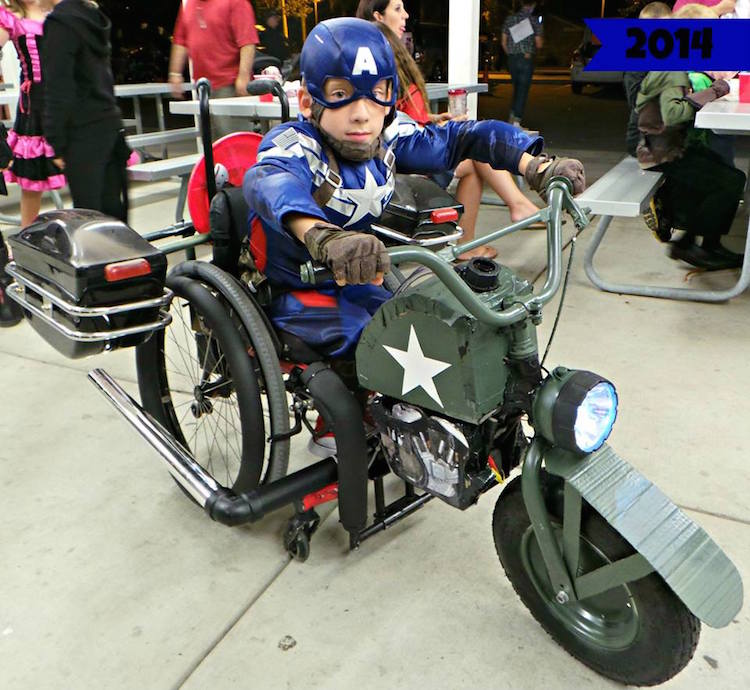 Father Hooks Up Son's Wheelchair Into Captain America Halloween Costume
