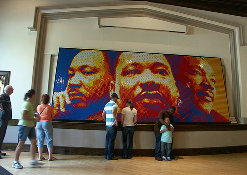 Martin Luther King Jr. made of 4,242 Rubik's Cubes by Pete Fecteau