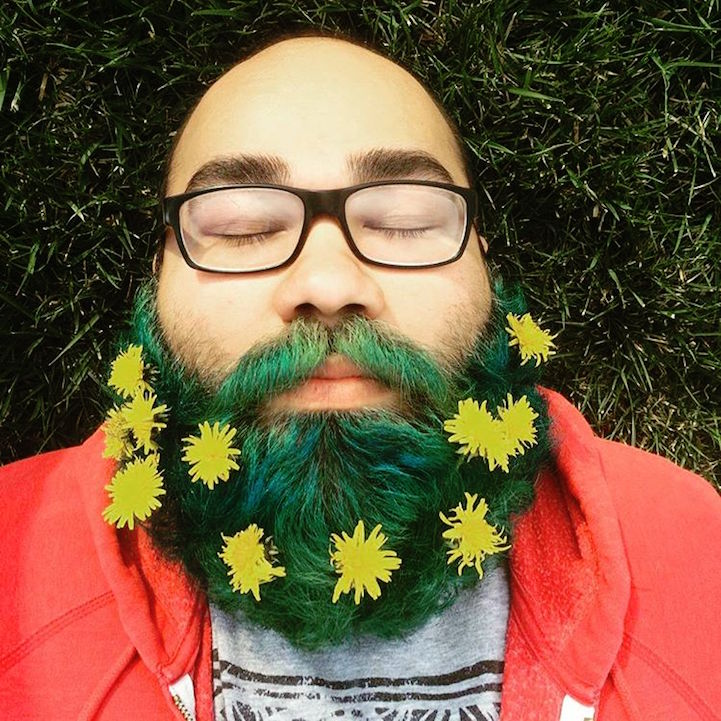 Man Flower Beard Trend