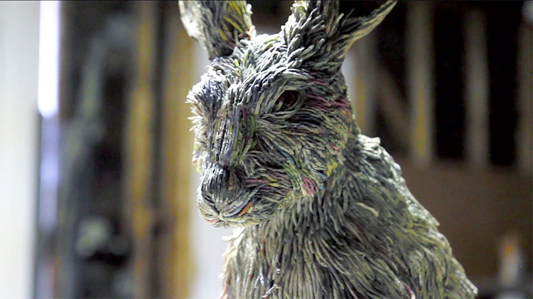 Japanese Artist Creates Rabbit Of Newspaper