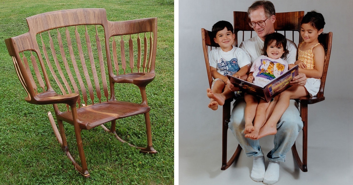 Dad Builds A Storytime Rocking Chair For Reading With Three Kids