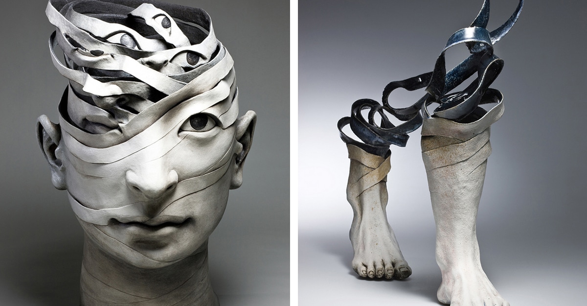 Surreal Ceramic Sculptures That Look Like Unraveling Ribbons