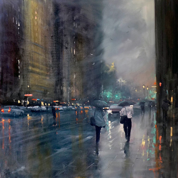 Painter Mike Barr Captures the Effect of Light on Rain Swept Streets