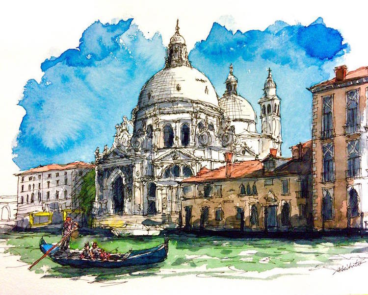 Watercolor Paintings of International Architecture by Artist With ...