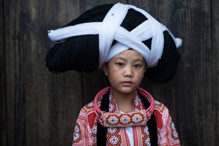 Girl from Long Horn Miao ethnic group, which is recognized by the government of China as one of the 55 official minority groups.