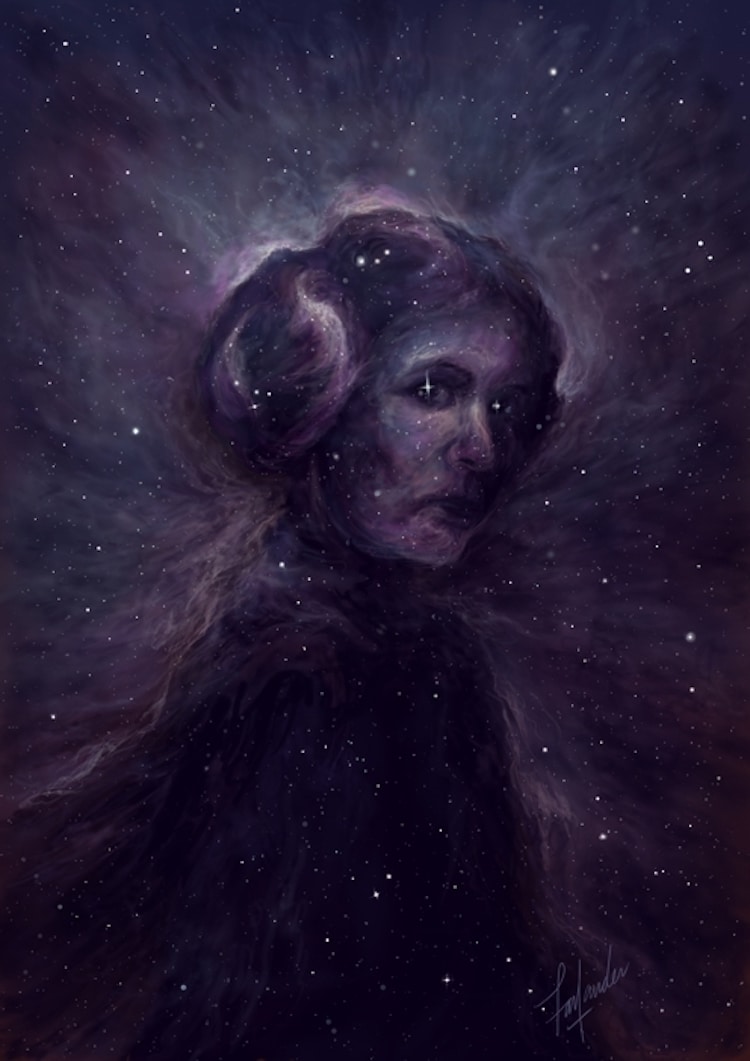 Artist homages of Carrie Fisher as Princess Leia