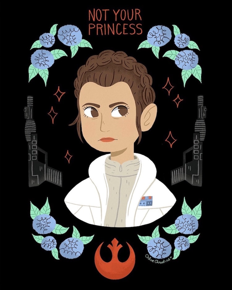 Artist homages of Carrie Fisher as Princess Leia