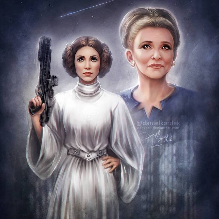 Artist homages of Carrie Fisher as Princess Leia