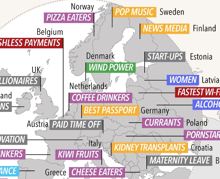 International Number Ones map by Information is Beautiful