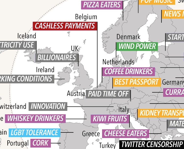 International Number Ones map by Information is Beautiful