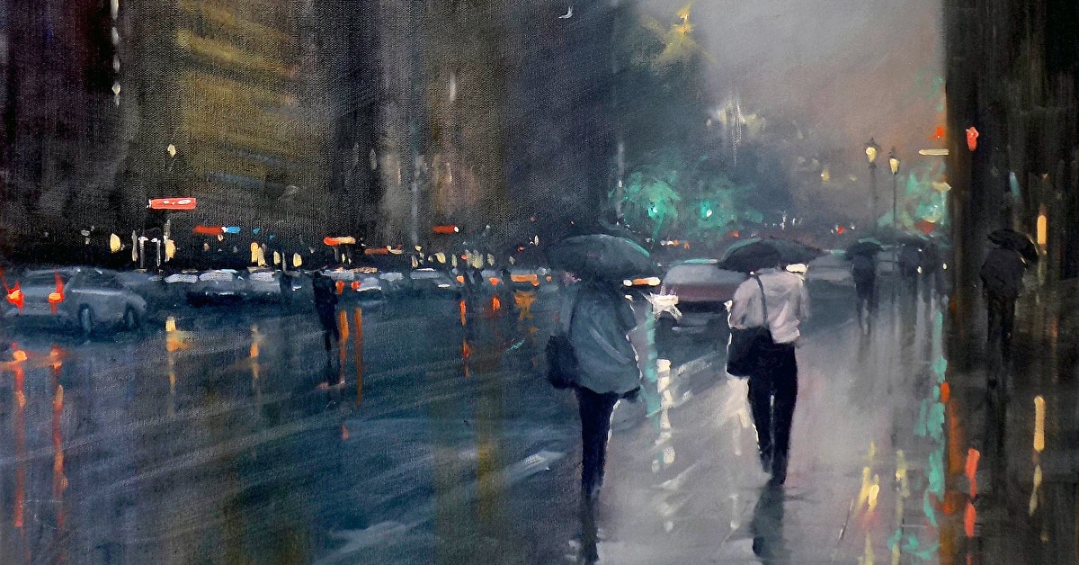 Painter Mike Barr Captures The Effect Of Light On Rain Swept Streets