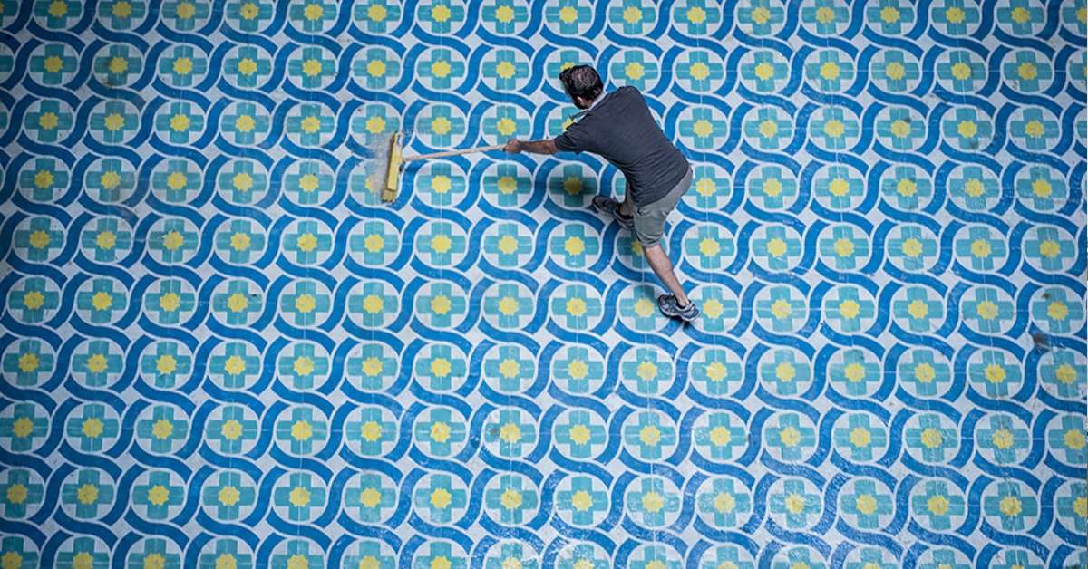 Tile Floors Spray Painted to Look Like the Real Thing My Modern Met