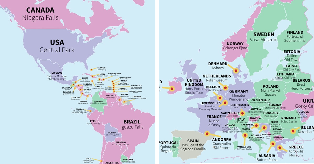 world map tourist places