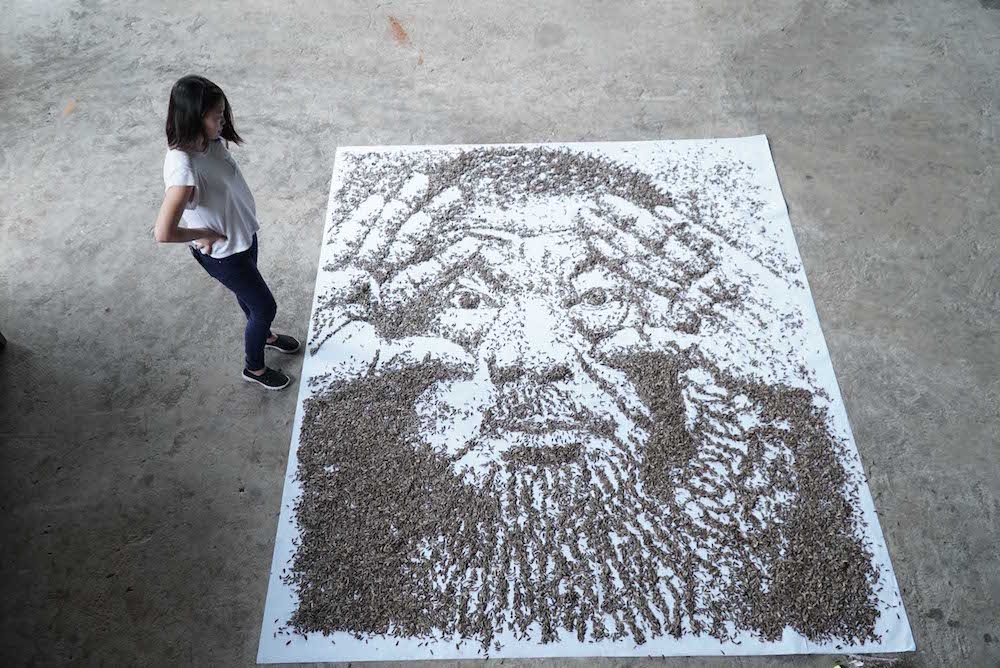 ai weiwei portrait sunflower seeds red hong yi