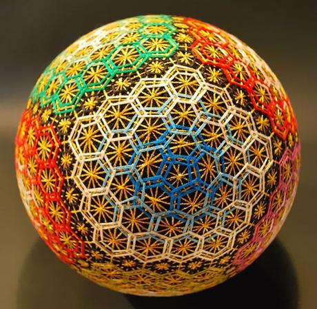 Temari ball with geometric design