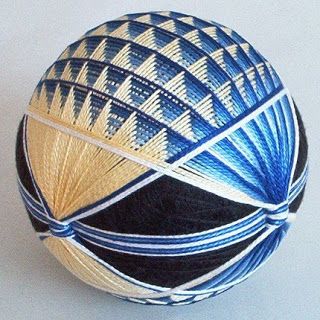 Temari ball with geometric design