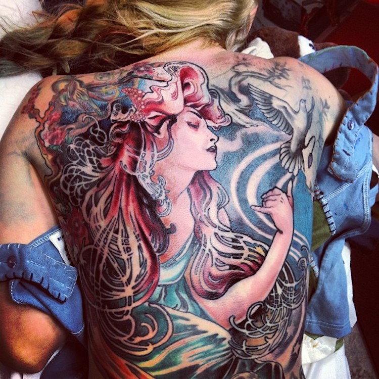 alphonse mucha back tattoo