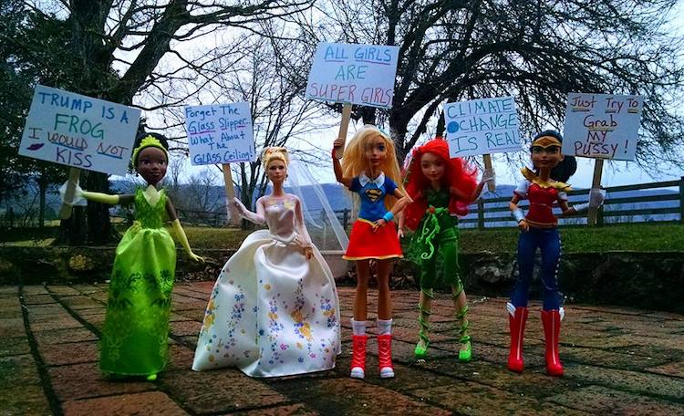 Four-Year-Old Creates a Doll Protest March Alongside Women's March 