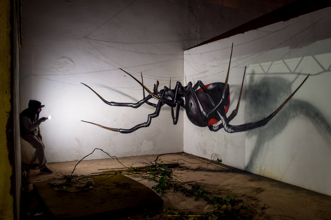 20 Amazing 3D Street Art Illusions That Will Blow Your Mind   Black Widow Anamorphic Odeith 2016 