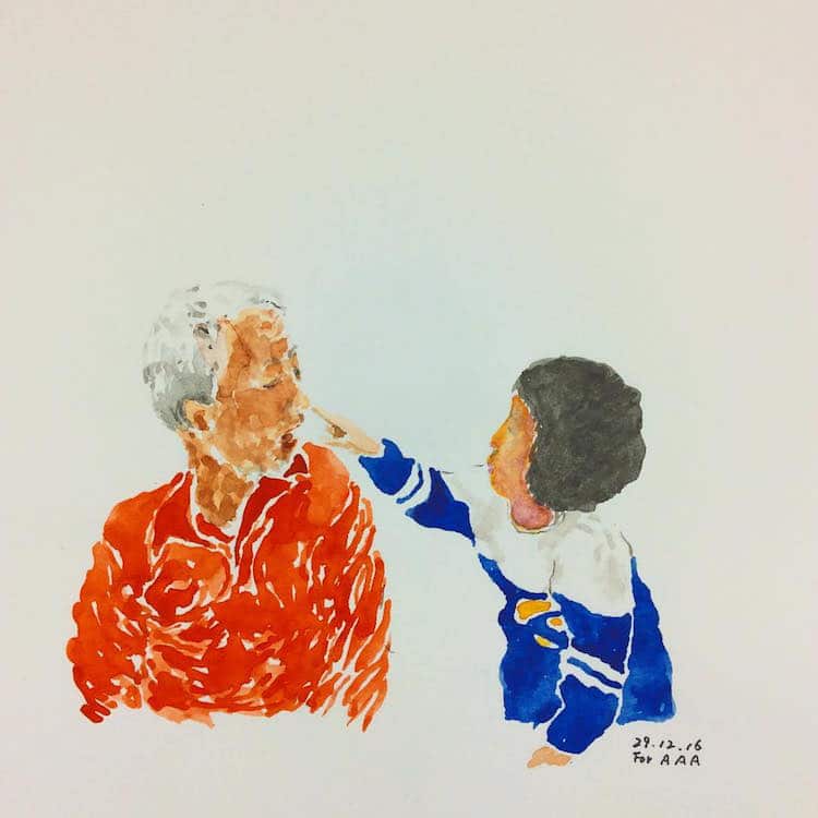 Korean Grandfather Chan Jae Lee Drawings for my Grandchildren Instagram Inspiring Stories