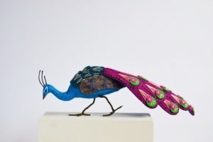 Artist Pays Homage to Peacock Feathers With Felt Birds Sculptures