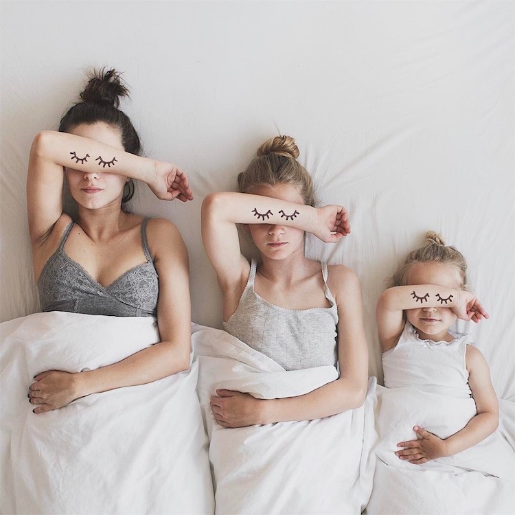 mom and two daughters matching outfits