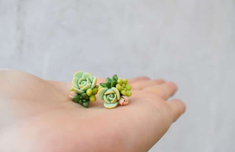 Polymer Clay Succulent Earrings