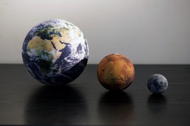 3D printed models of the solar system