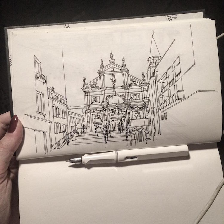 These Freehand Architectural Sketches Show A University Students  Incredible Progress  Bored Panda