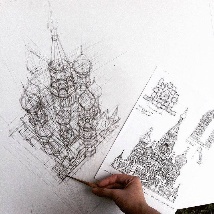 freehand architectural drawing