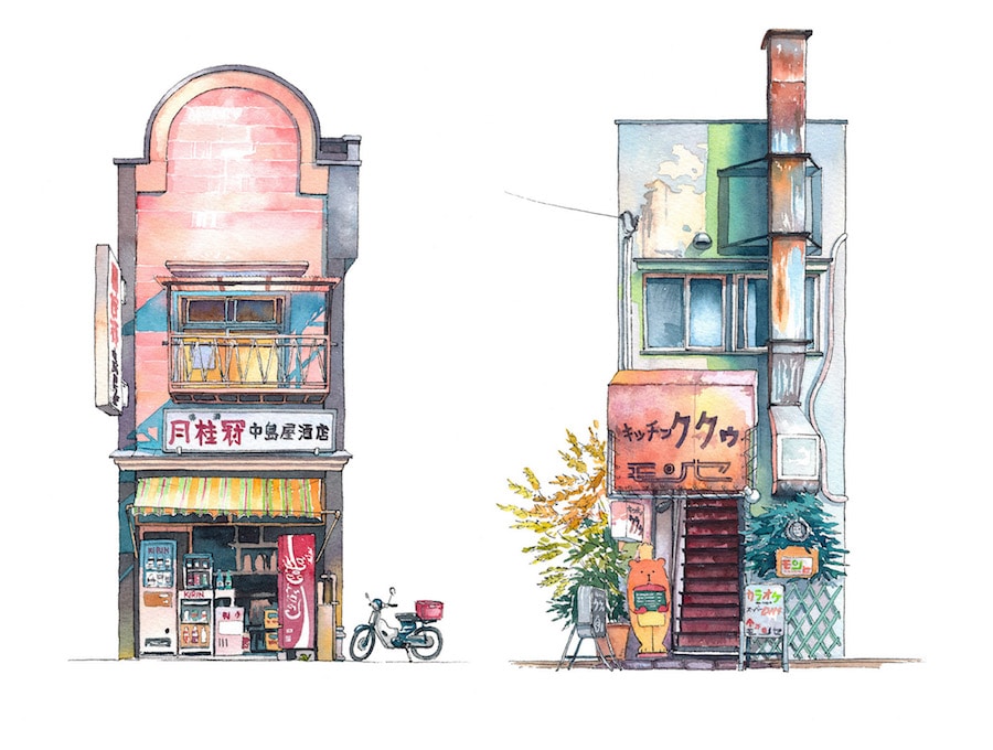 tokyo watercolor illustrations