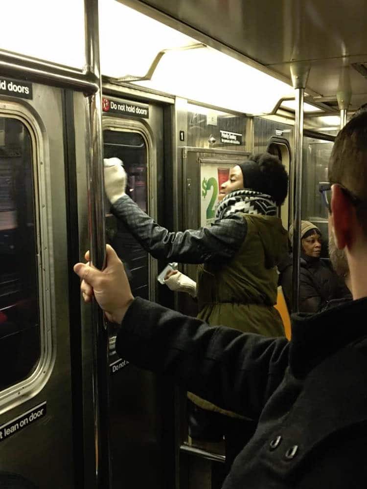 New Yorkers Remove Swastikas on Subway Car